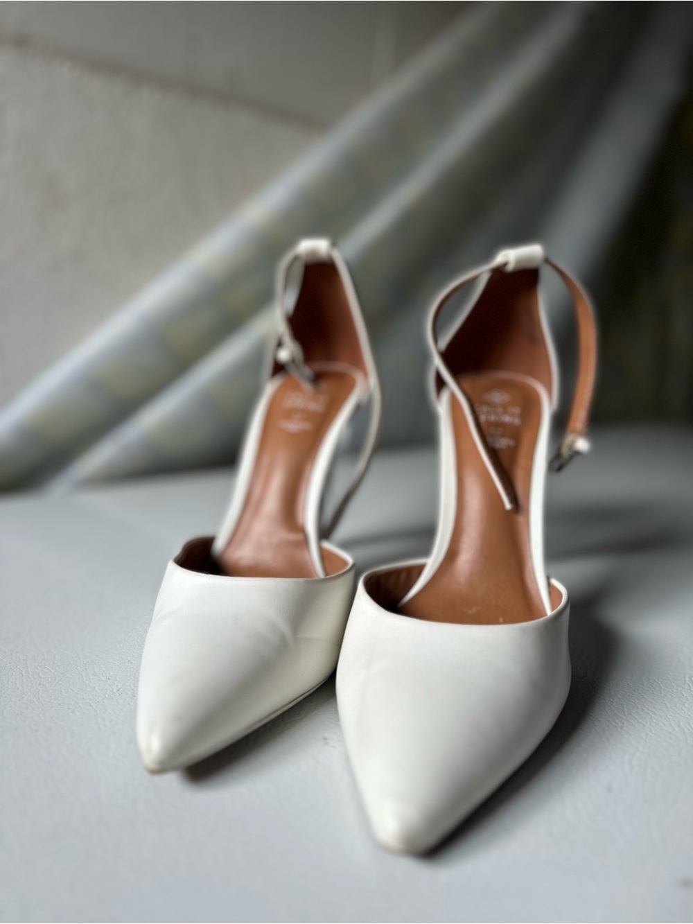 Call It Spring White Pointed Ankle-Strap Heels